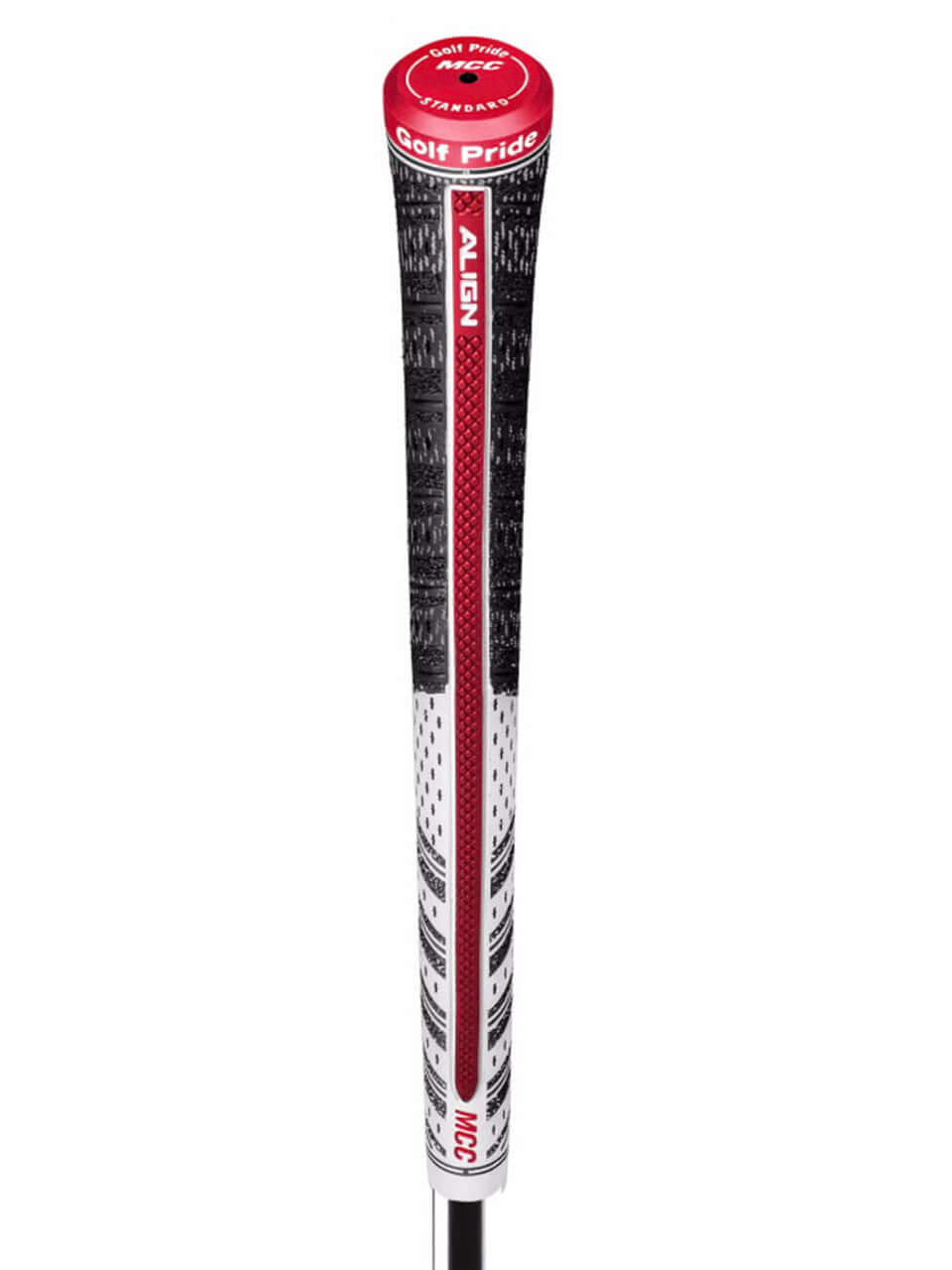 Golf Pride MCC ALIGN grip showcasing raised ridge for consistent hand placement and improved clubface awareness.
