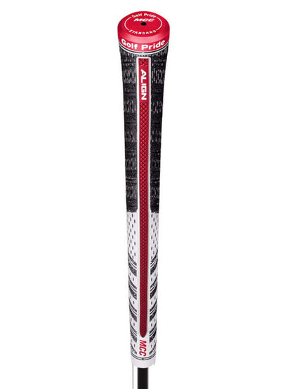 Golf Pride MCC ALIGN grip showcasing raised ridge for consistent hand placement and improved clubface awareness.