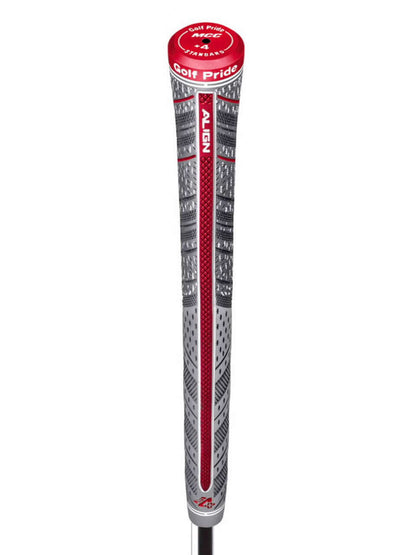 Golf Pride MCC Plus4 ALIGN grip showcasing raised ridge for consistent hand placement and improved clubface awareness.