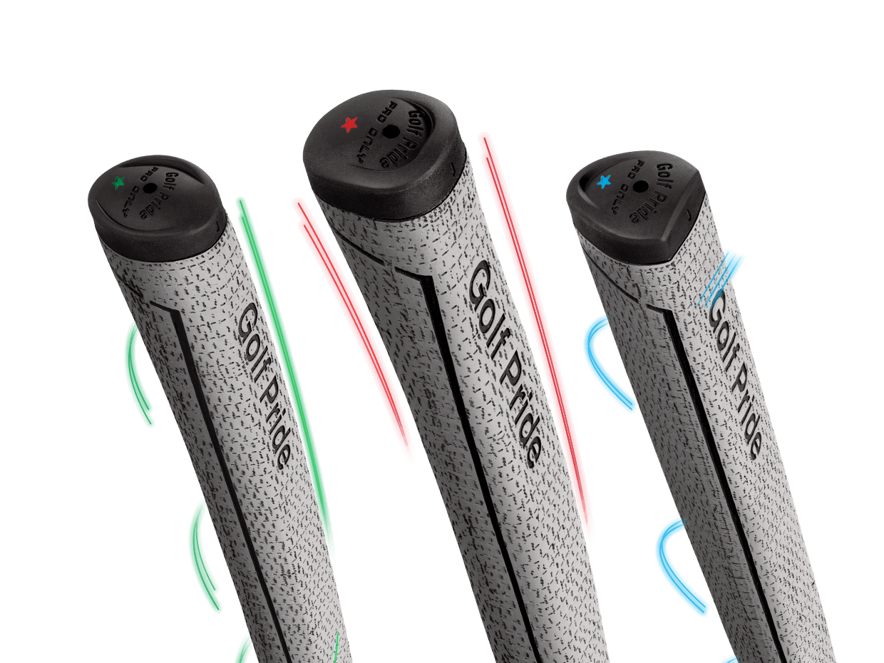 Golf Pride Pro Only Cord putter grips showcasing modern shapes and brushed cotton cord for enhanced control and precision.