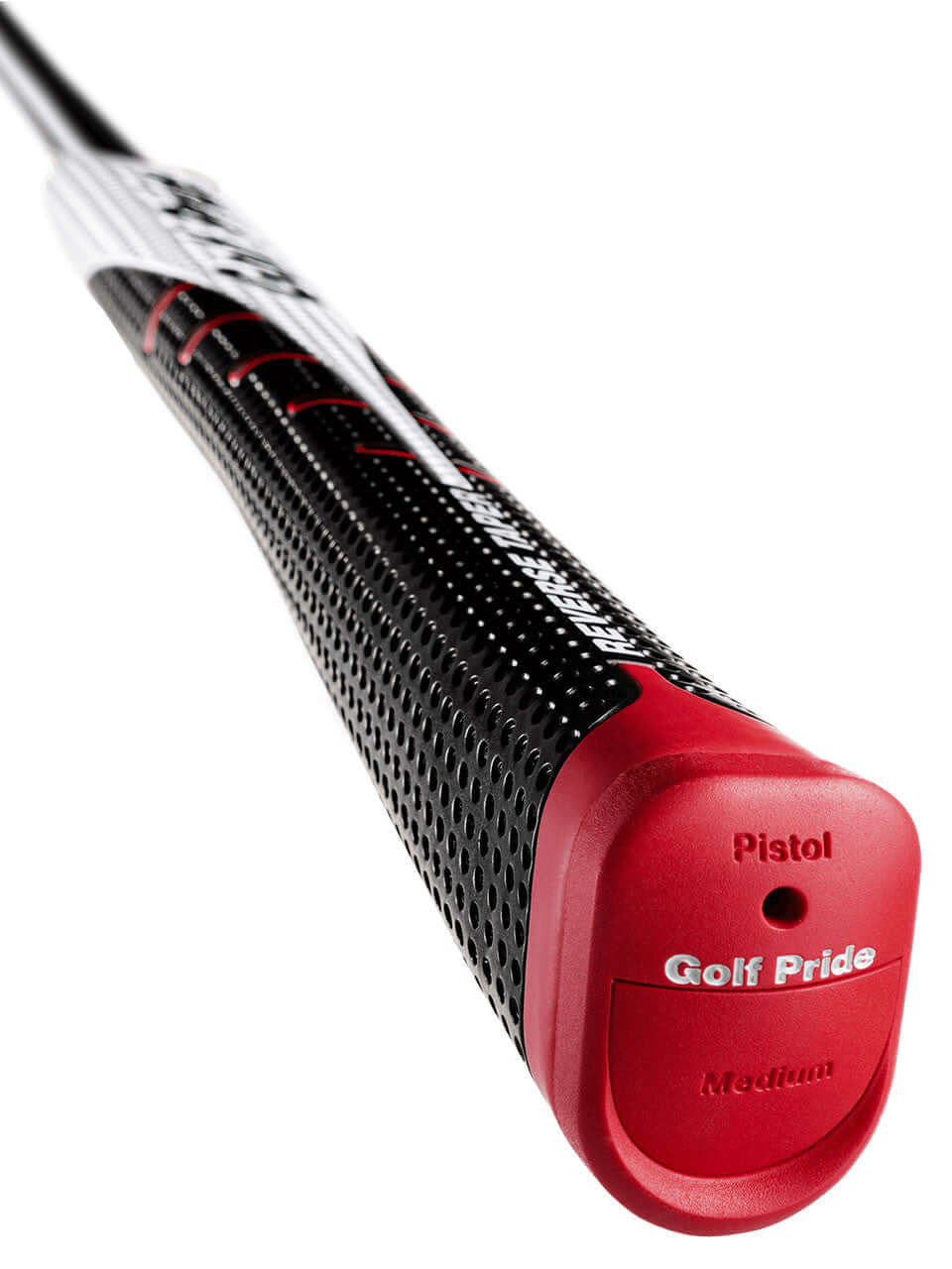 Golf Pride Reverse Taper grip showcasing pistol shape and medium size for enhanced control in putting.