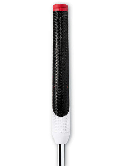 Golf Pride Reverse Taper putter grip featuring dimpled pattern for enhanced traction and control, slim upper hand design.