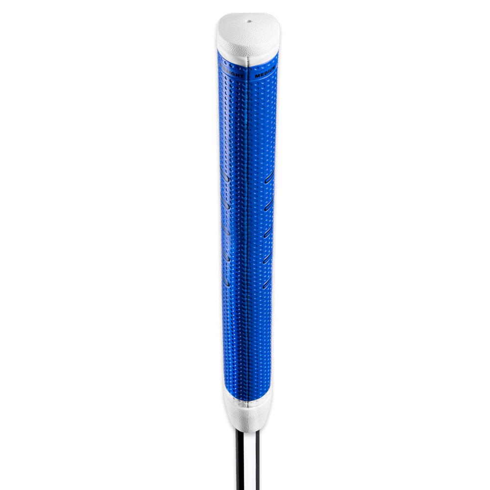 Golf Pride Zero Taper Putter Grip featuring a blue design with a flat front paddle for consistent feel and confident putts.