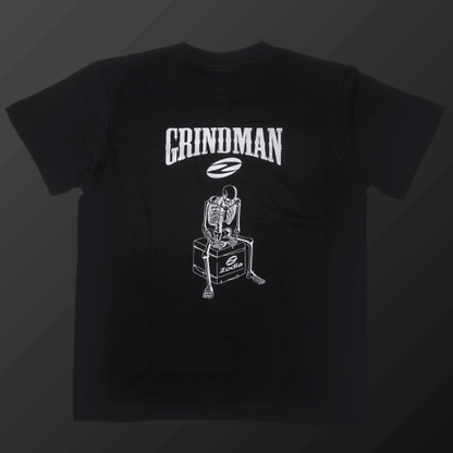 Zodia Grindman T-Shirt featuring a large skeleton illustration on the back, crafted from 100% cotton.