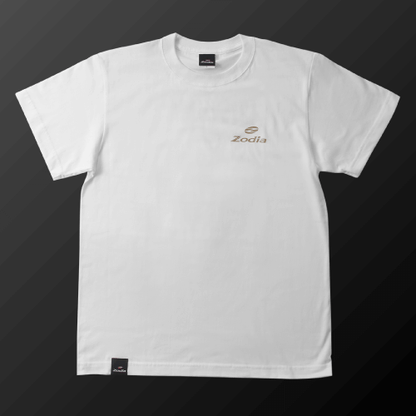 Zodia Grindman T-Shirt in white, featuring a small logo on the front, made from 100% cotton.