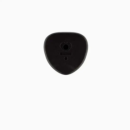 Black guitar pick holder with a unique heart-shaped hole for easy attachment.