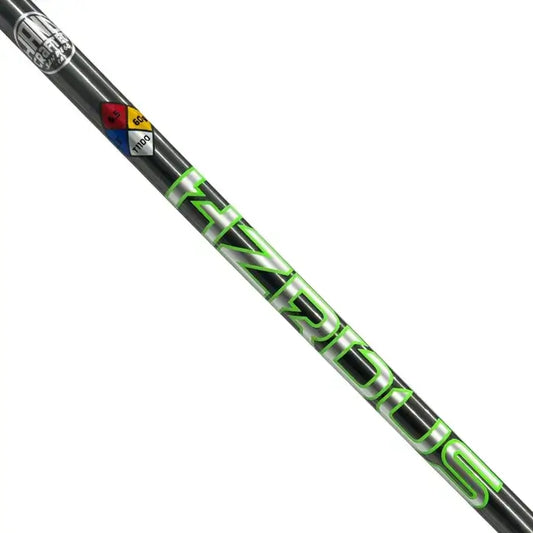 HZRDUS T1100 HandCrafted Wood Shaft showcasing green logo and customization details including 60g weight and 110 flex.