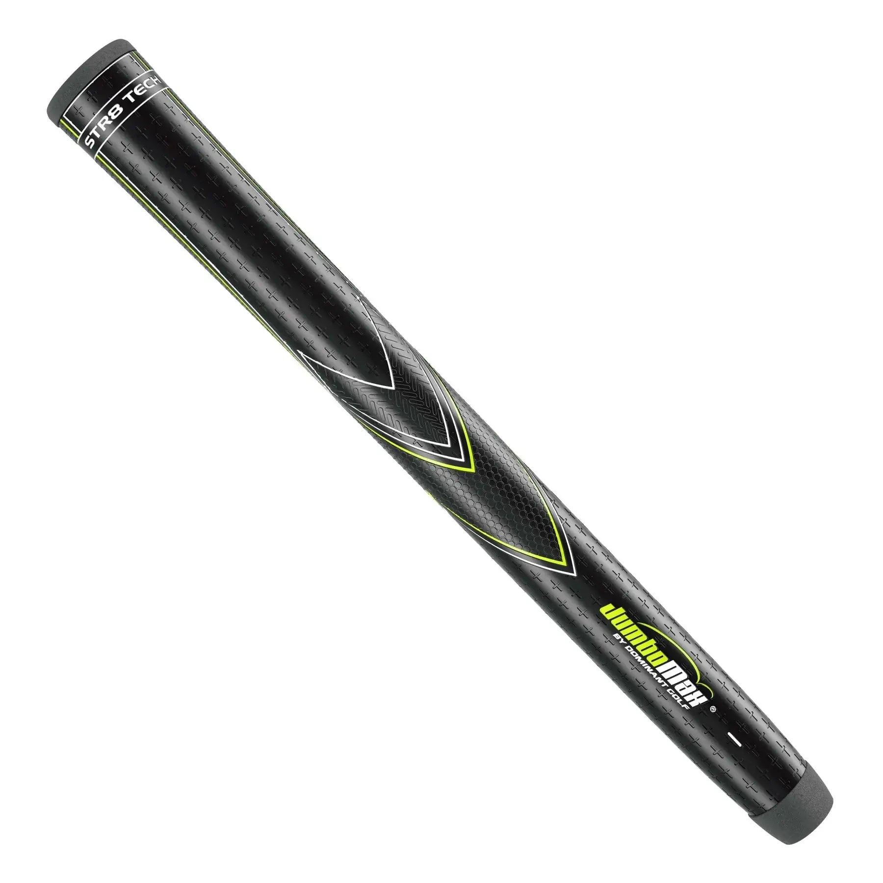 JumboMax STR8 Tech® Non-Tapered Counter Balanced golf grip featuring ultra-tacky design and counterbalanced stability.