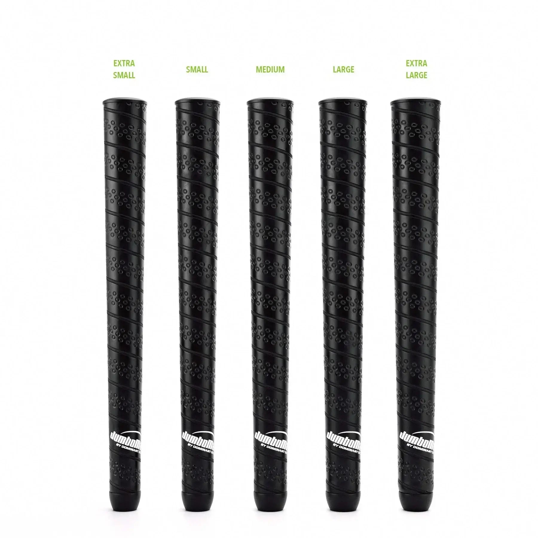 JumboMax Comfort Wrap grips in various sizes: Extra Small, Small, Medium, Large, Extra Large.