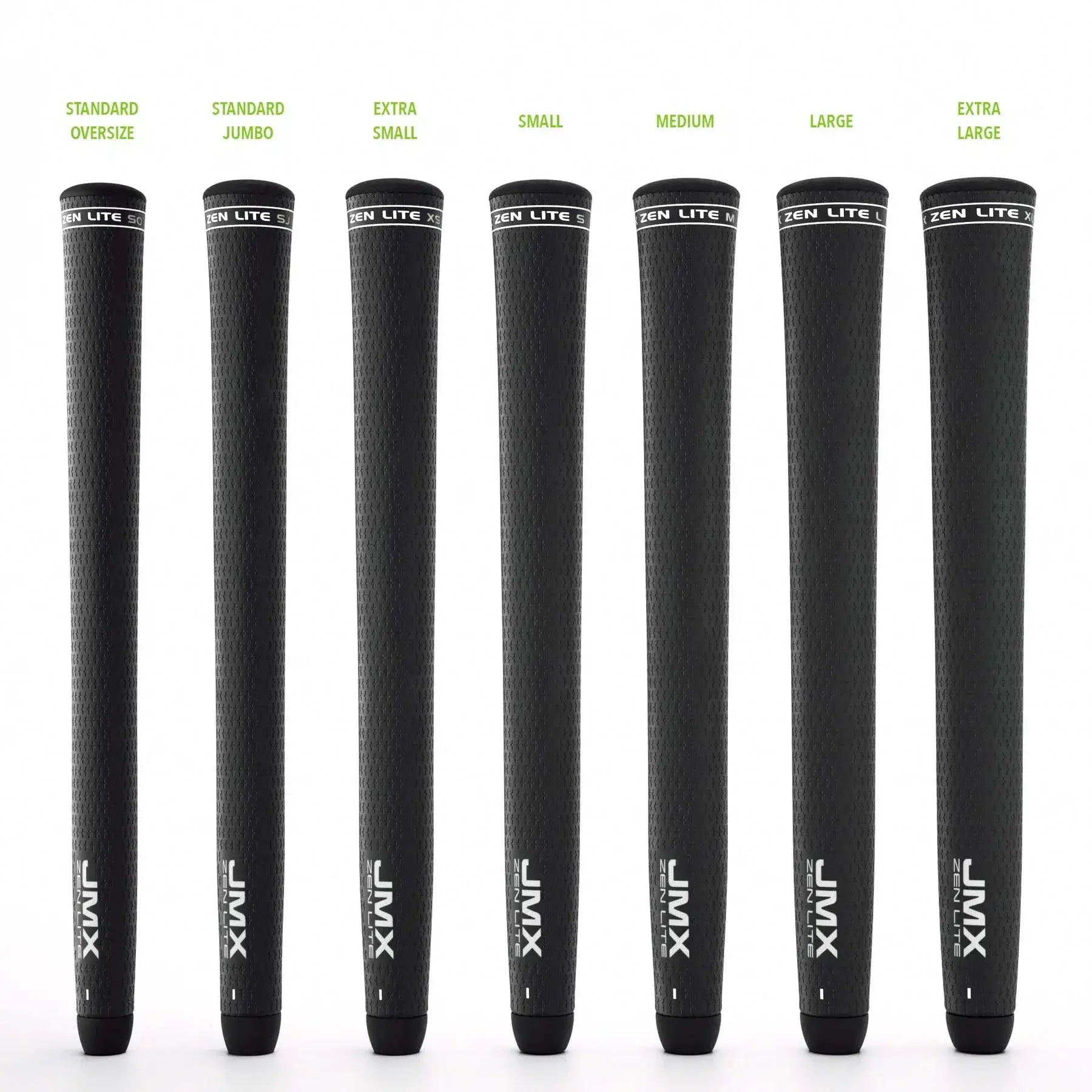 JumboMax JMX Zen Lite® grip sizes including standard, jumbo, small, medium, large, and extra large.