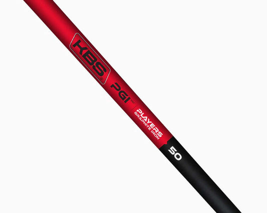 KBS PGI Players' graphite iron shaft in black matte with red accents, showcasing advanced performance and lightweight design.