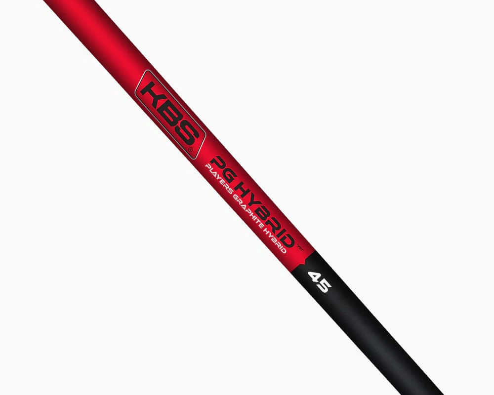 KBS PGH Players Graphite Hybrid Shaft in red and black design, ideal for golfers of all skill levels.