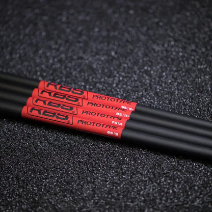 KBS Tour Graphite Hybrid Prototype Shafts in black with red graphics, showcasing performance and stability for golfers.