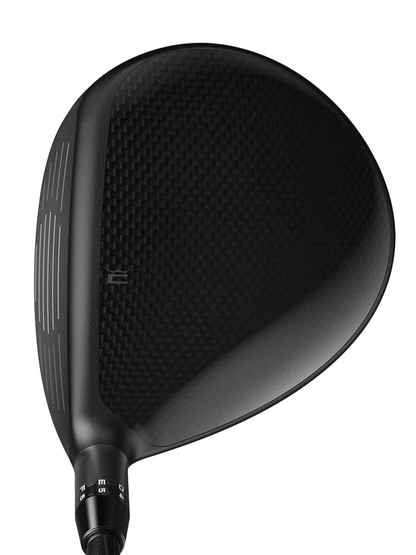 KING TEC Mini Driver showing the sleek carbon fiber face design for optimal performance and accuracy.
