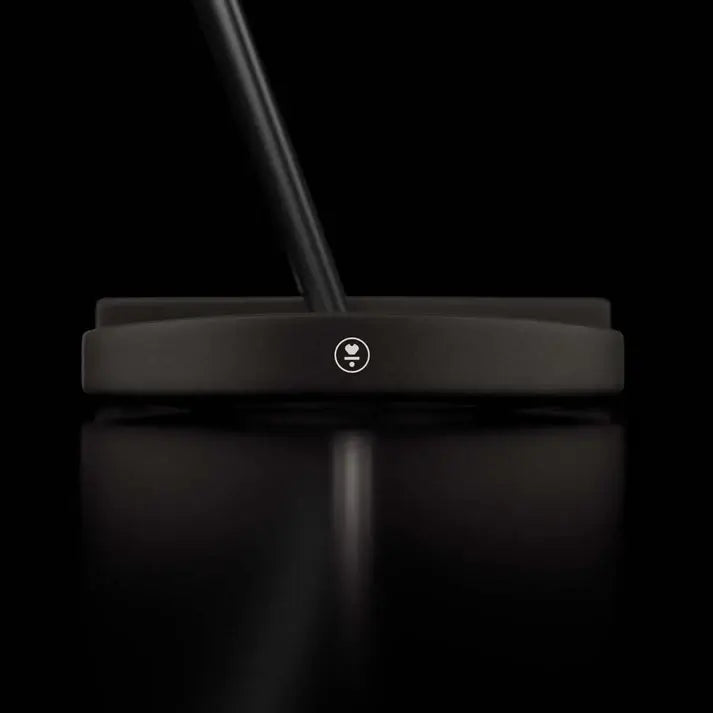 L.A.B. Golf DF3 Stock Putter showing sleek black design and unique alignment feature for precision putting.