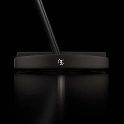 L.A.B. Golf DF3 Stock Putter showing sleek black design and unique alignment feature for precision putting.