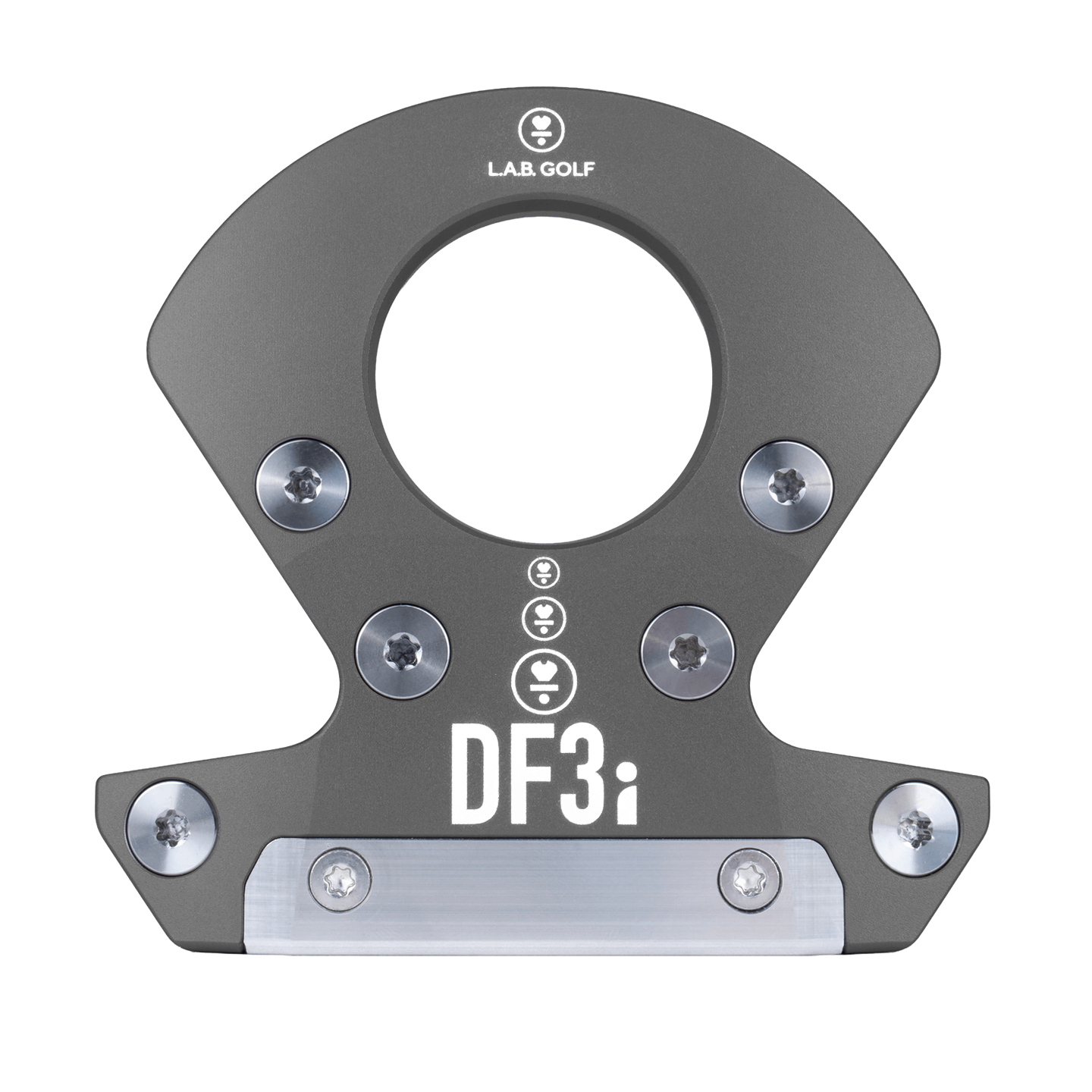 L.A.B. Golf DF3i Custom Putter top view showcasing stainless steel insert and design details.