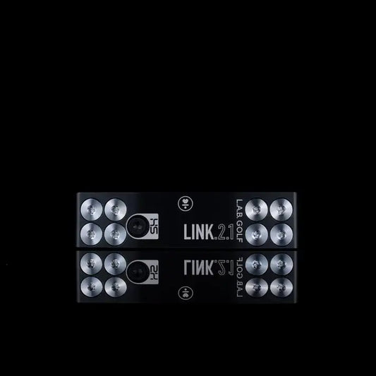 L.A.B. Golf Link.2.1 Standard Putter showing its unique design and branding on a black background.