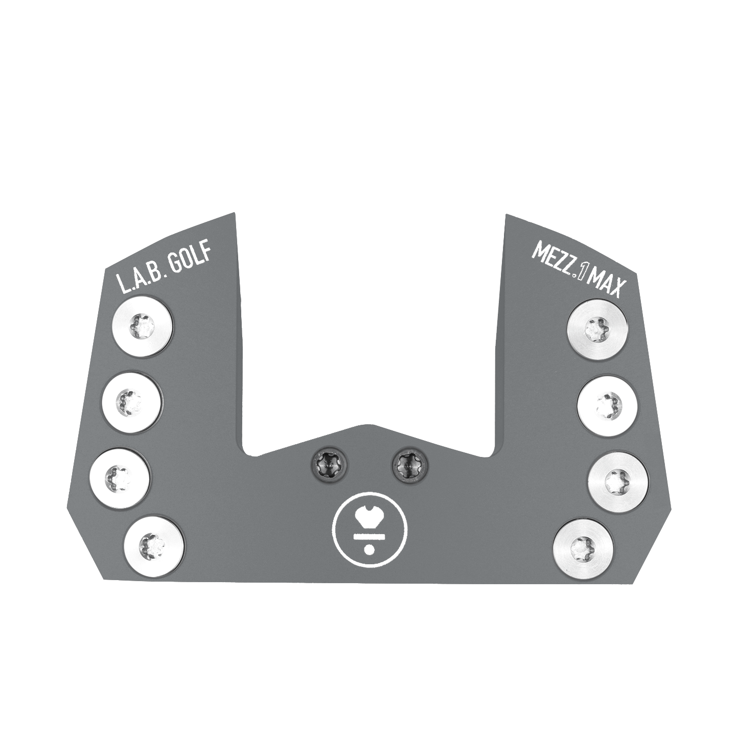 L.A.B. Golf MEZZ.1 MAX custom putter head showing Lie Angle Balance design in sleek gray finish.