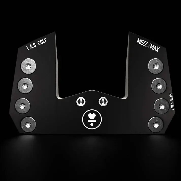 L.A.B. Golf MEZZ.1 MAX Stock Putter showcasing sleek design and adjustable weights for customized performance.
