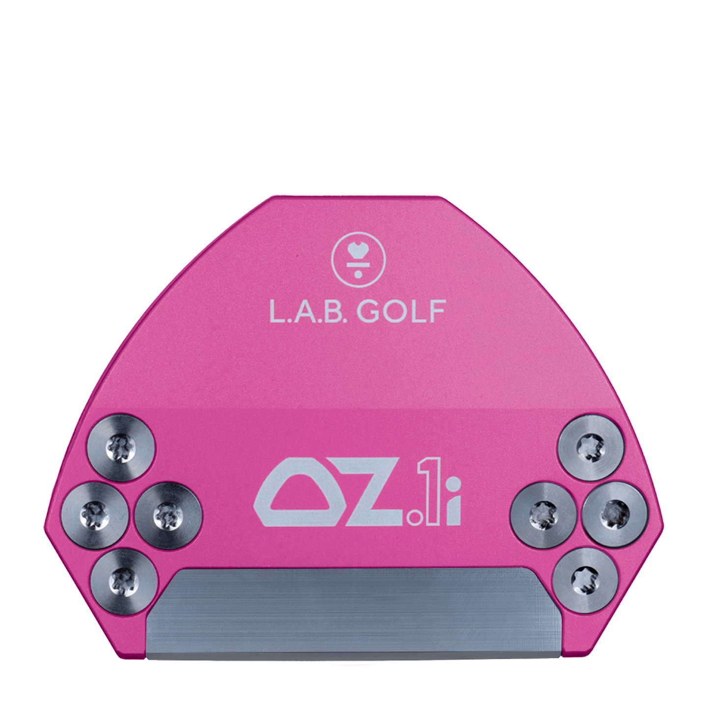 L.A.B. Golf OZ.1i Custom Putter in vibrant pink with stainless steel insert for improved performance.