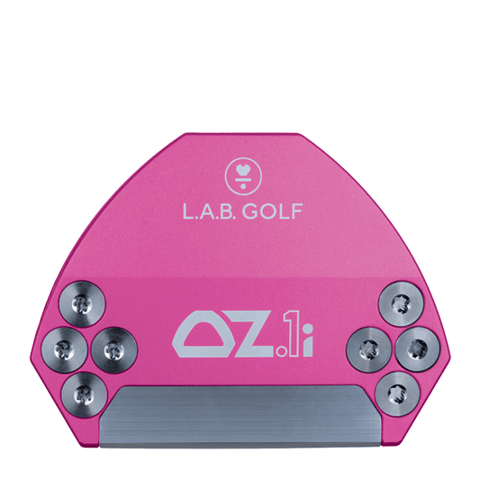 L.A.B. Golf OZ.1i Custom Putter in vibrant pink with stainless steel insert for improved performance.