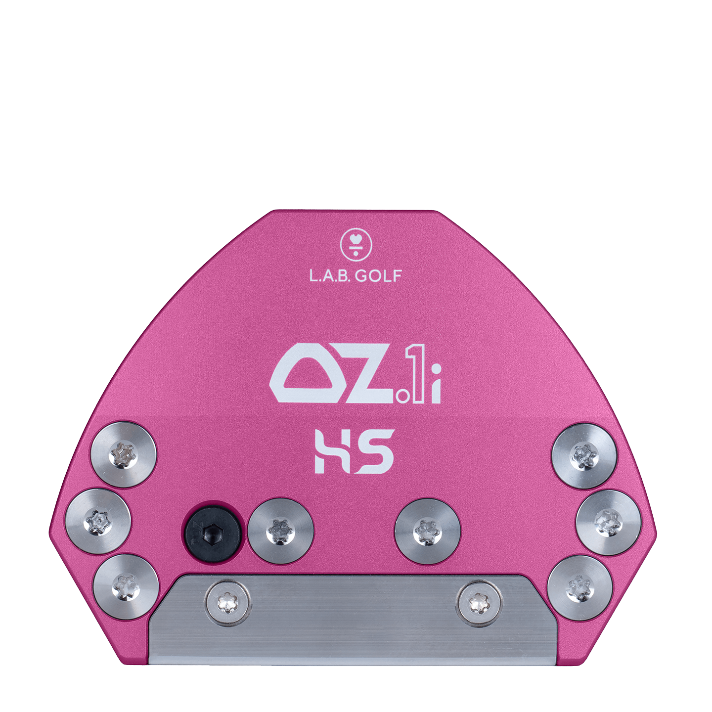 L.A.B. Golf OZ.1i HS Custom Putter in vibrant pink, featuring a unique heel-shafted design for optimal performance.