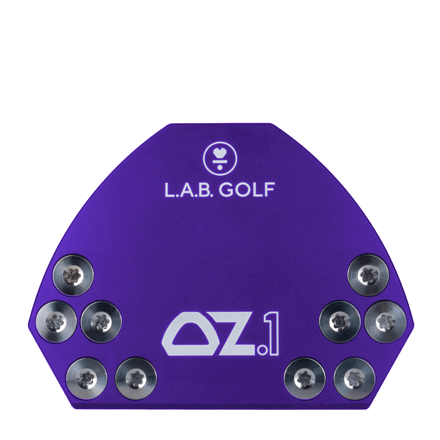 L.A.B. Golf OZ.1 Custom Putter in purple with aluminum construction and unique design elements.