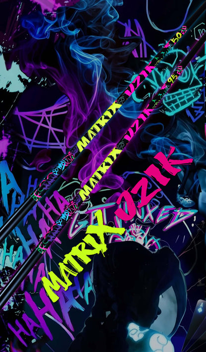 MATRIX CFHD Graffiti Series Wood Shaft showcased with vibrant colors and graffiti design, emphasizing performance and style.