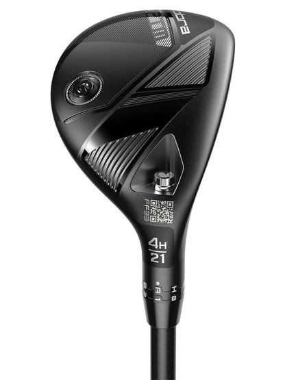 Close-up of OPTM Hybrid golf club head, showcasing design features for speed and forgiveness.