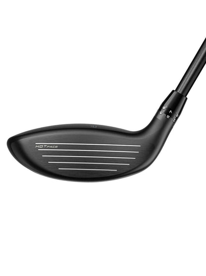 Close-up view of the clubface of the OPTM MAX Fairway, showcasing its design for maximum forgiveness and slice reduction.