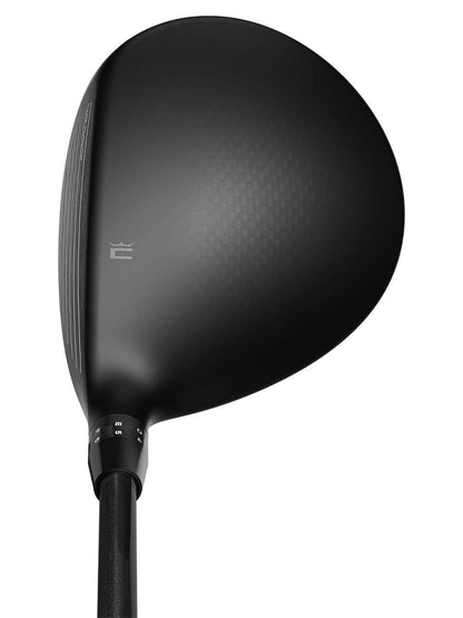 Close-up view of the OPTM MAX Fairway golf club head with sleek black finish.
