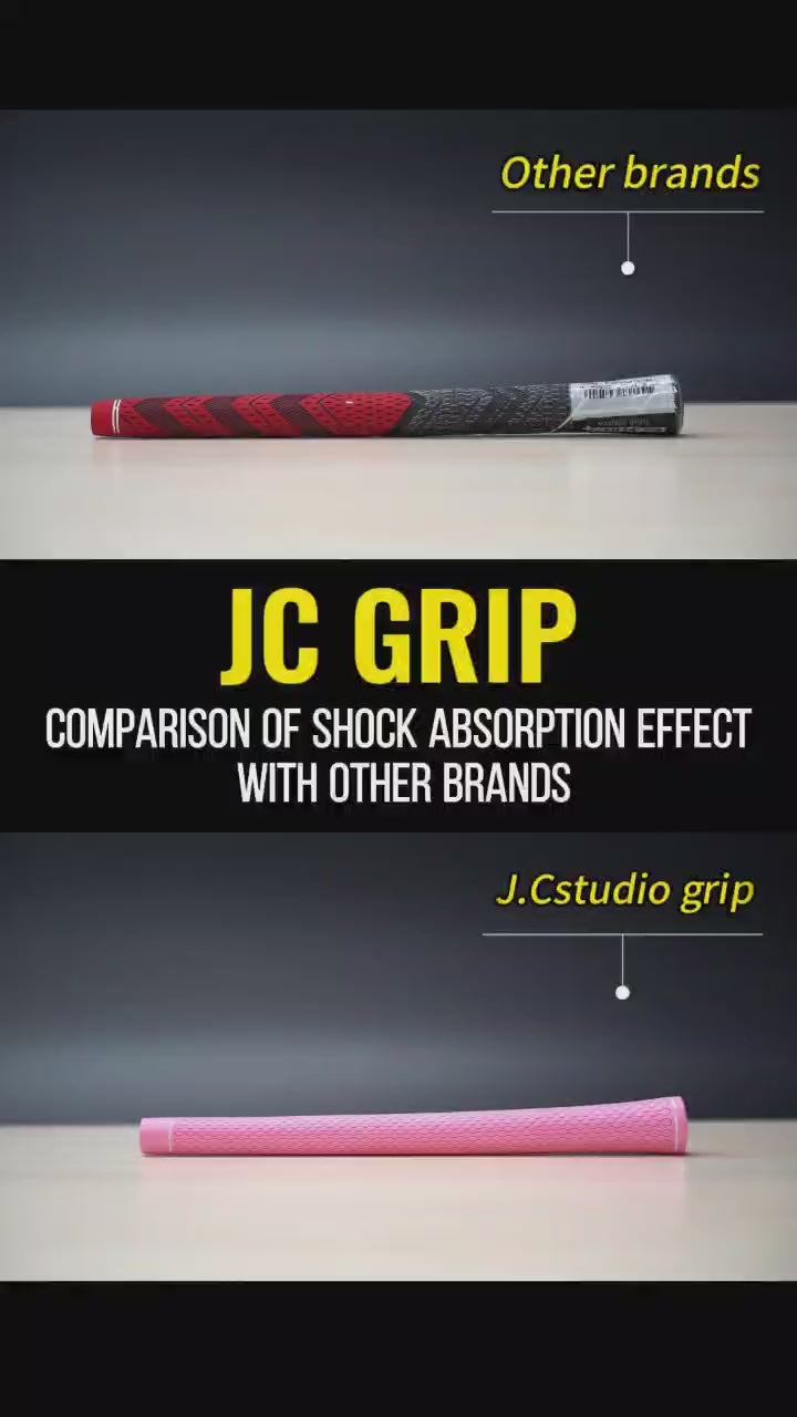 Comparison of J.C Studio grip's shock absorption vs. other brands for enhanced golf performance.
