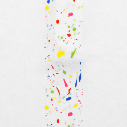 Vertical splash design with colorful paint splatters on a white background for Zodia Splash Polo Shirt.