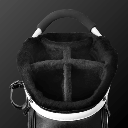 Interior view of Zodia Standard Caddie Bag with soft, organized compartments for club storage.