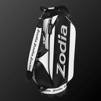 Zodia Standard Caddie Bag in black and white with caiman pattern and ample storage space.