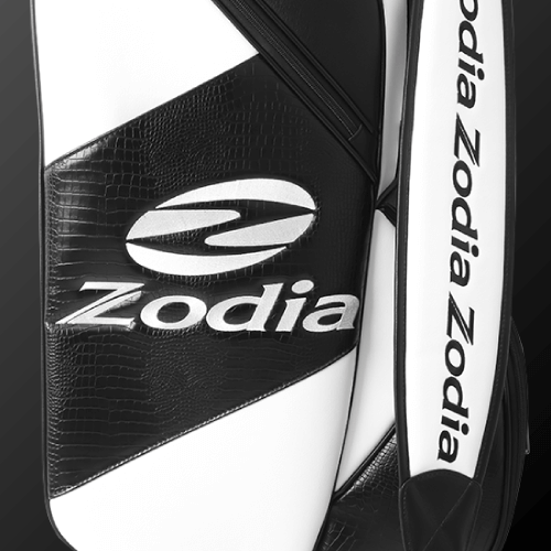 Zodia Standard Caddie Bag featuring a chic black and white caiman pattern with logo.