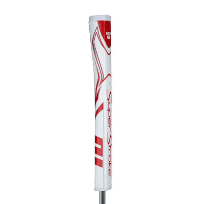 SuperStroke Zenergy Claw putter grip in white and red, designed for enhanced performance with claw putting style.
