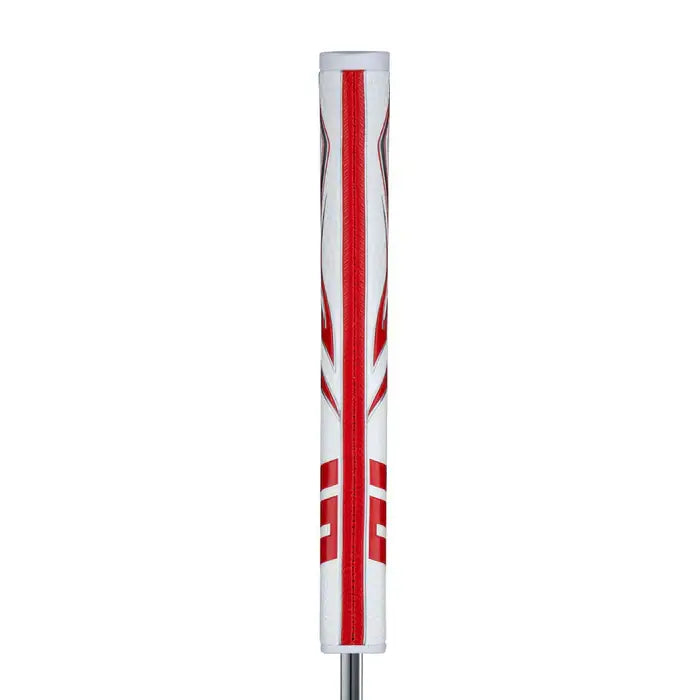 SuperStroke Zenergy Claw putter grip showing white and red design, ideal for claw putting style with enhanced grip.