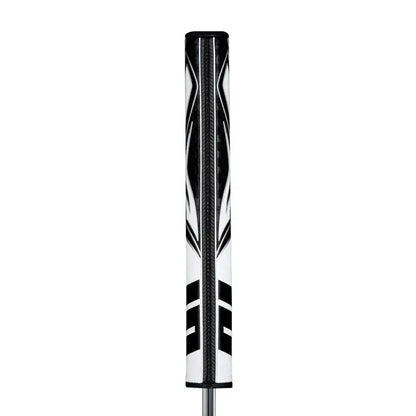 SuperStroke Zenergy Flatso putter grip featuring a distinctive pentagonal design and sleek black and white texturing.