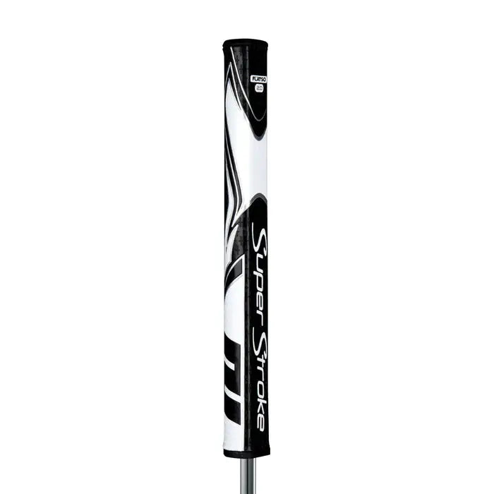 SuperStroke Zenergy Flatso putter grip featuring a unique pentagonal shape and sleek black and white design.