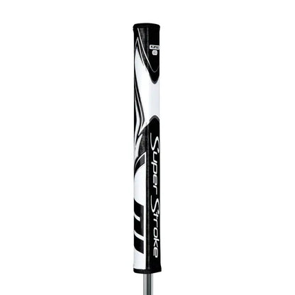 SuperStroke Zenergy Flatso putter grip featuring a unique pentagonal shape and sleek black and white design.
