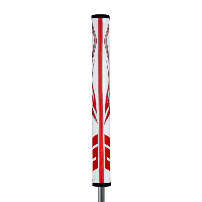 SuperStroke Zenergy Flatso putter grip with unique pentagonal shape and red accents for enhanced feel and performance.