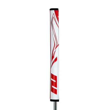 SuperStroke Zenergy Flatso putter grip with unique pentagonal design and red and white color scheme.