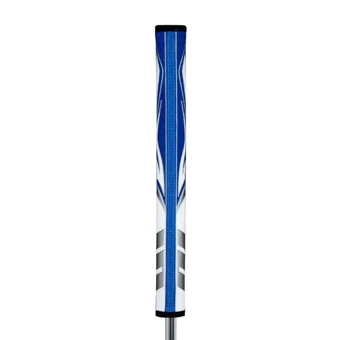 SuperStroke Zenergy Pistol Putter Grip showcasing its modern design and blue accents for enhanced grip and consistency.