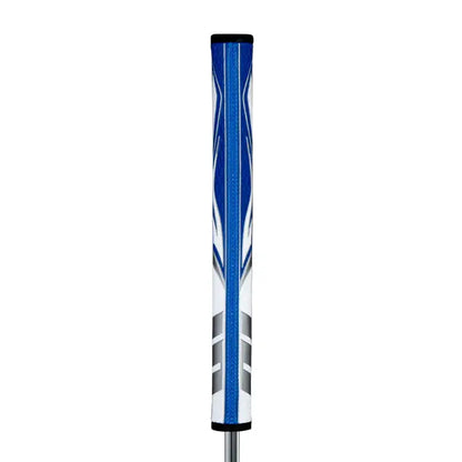 SuperStroke Zenergy Pistol Putter Grip showcasing its modern design and blue accents for enhanced grip and consistency.