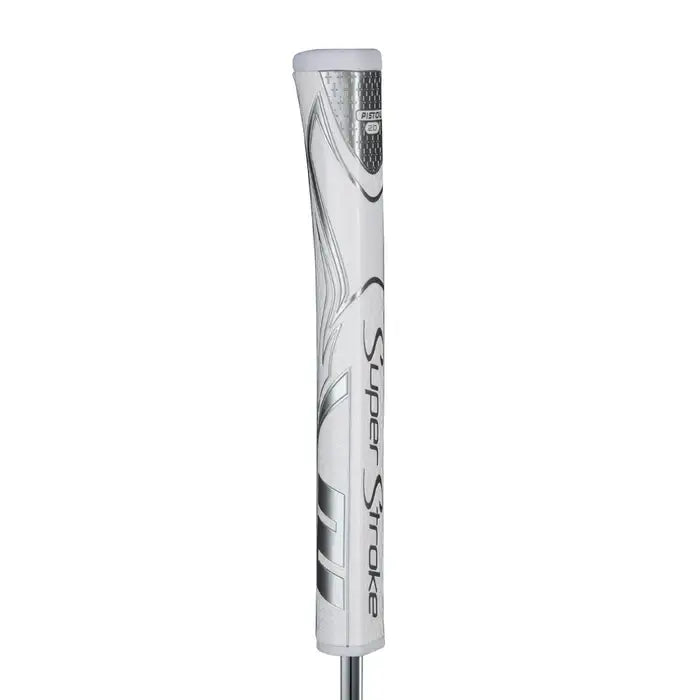 SuperStroke Zenergy Pistol putter grip featuring modern design and No Taper Technology for enhanced grip and stroke consistency.
