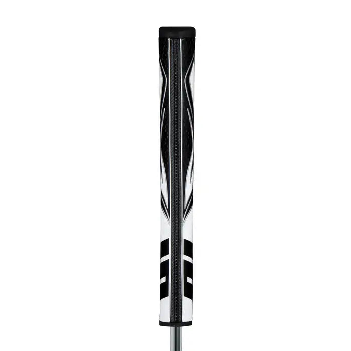 SuperStroke Zenergy Pistol putter grip in black and white with pistol-style design for enhanced grip and consistency.