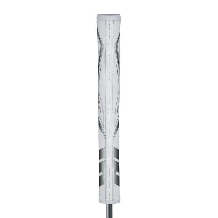 SuperStroke Zenergy Pistol Putter Grip featuring a sleek white design and no taper technology for consistent strokes.