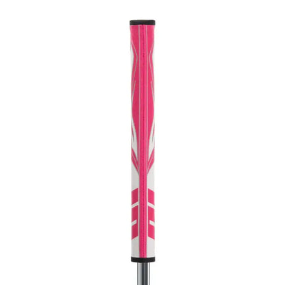 SuperStroke Zenergy Pistol putter grip in pink, featuring No Taper Technology for better grip consistency and comfort.